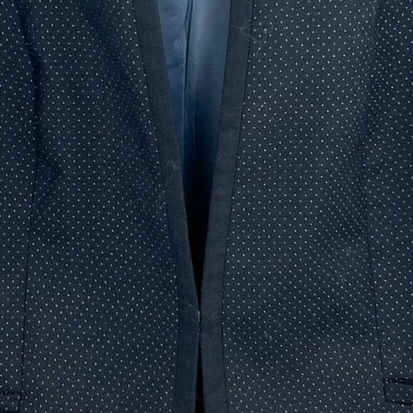 Talbots Blazer Navy Blue Wool Blend Polka Dot Jacket Blazer Size 12 - Picture 5 of 13
